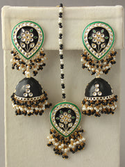 Kusha Earrings & Tikka-Black
