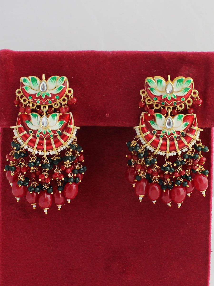 Divya Earrings-Red