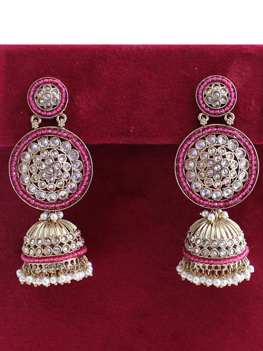 Jaanvi Earrings-Ruby Pink