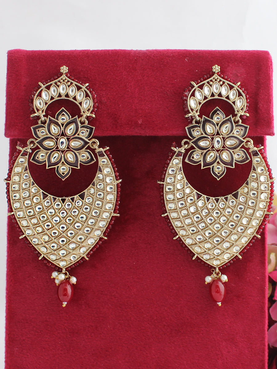 Arushka Earrings-Maroon