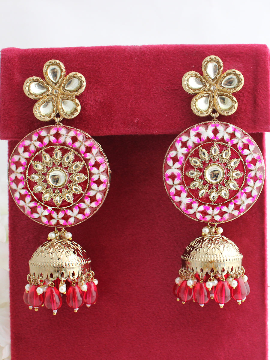 Ishrat Earrings-Hot Pink