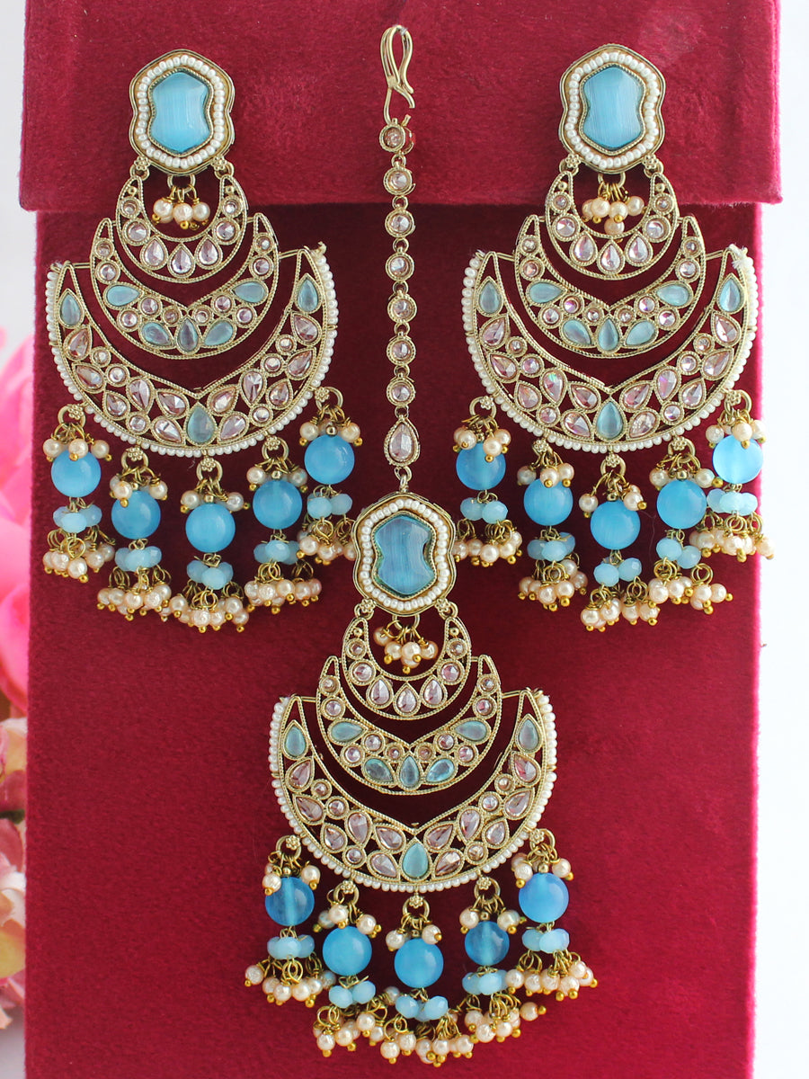 Kamya Earrings & Tikka-Turquoise