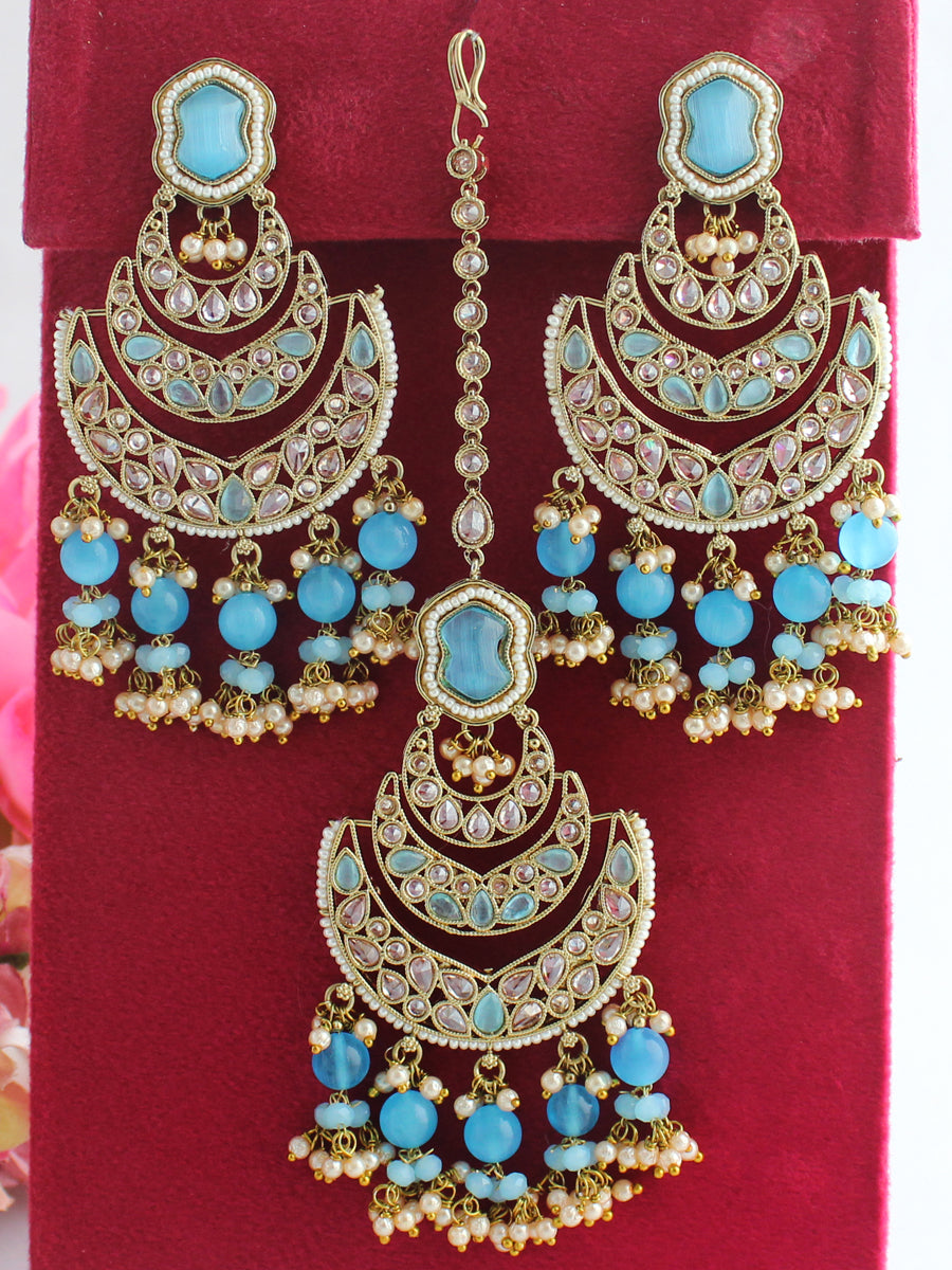 Kamya Earrings & Tikka-Turquoise