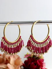 Sonali Hoop Earrings-Ruby Pink