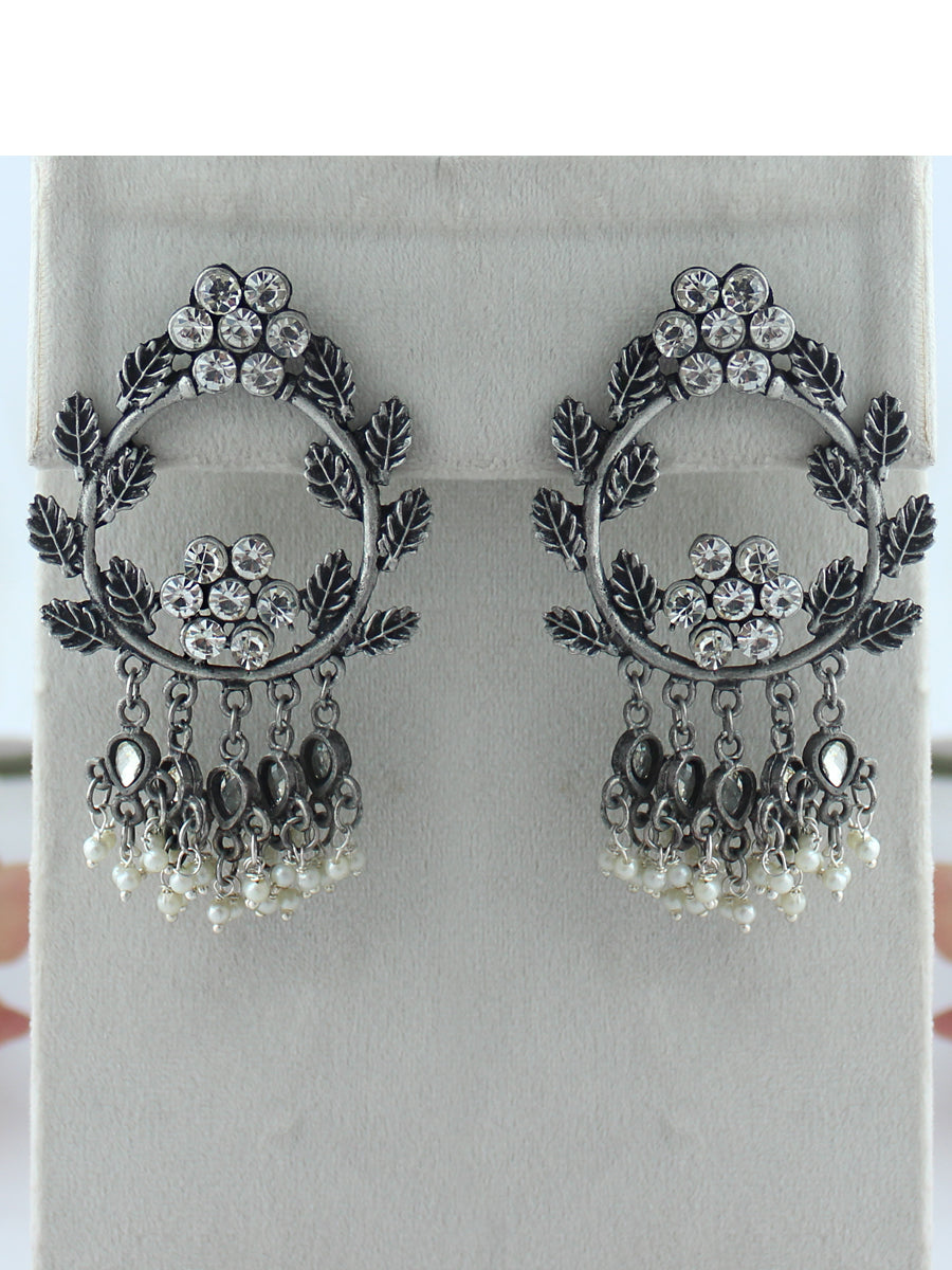 Poorvi Earrings-Antique Silver