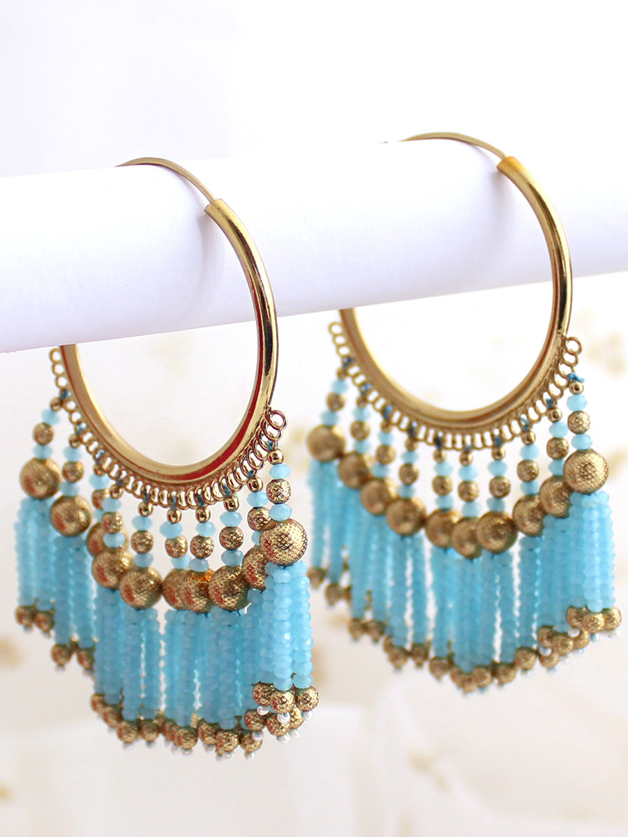 Tania Hoop Earrings-Aqua