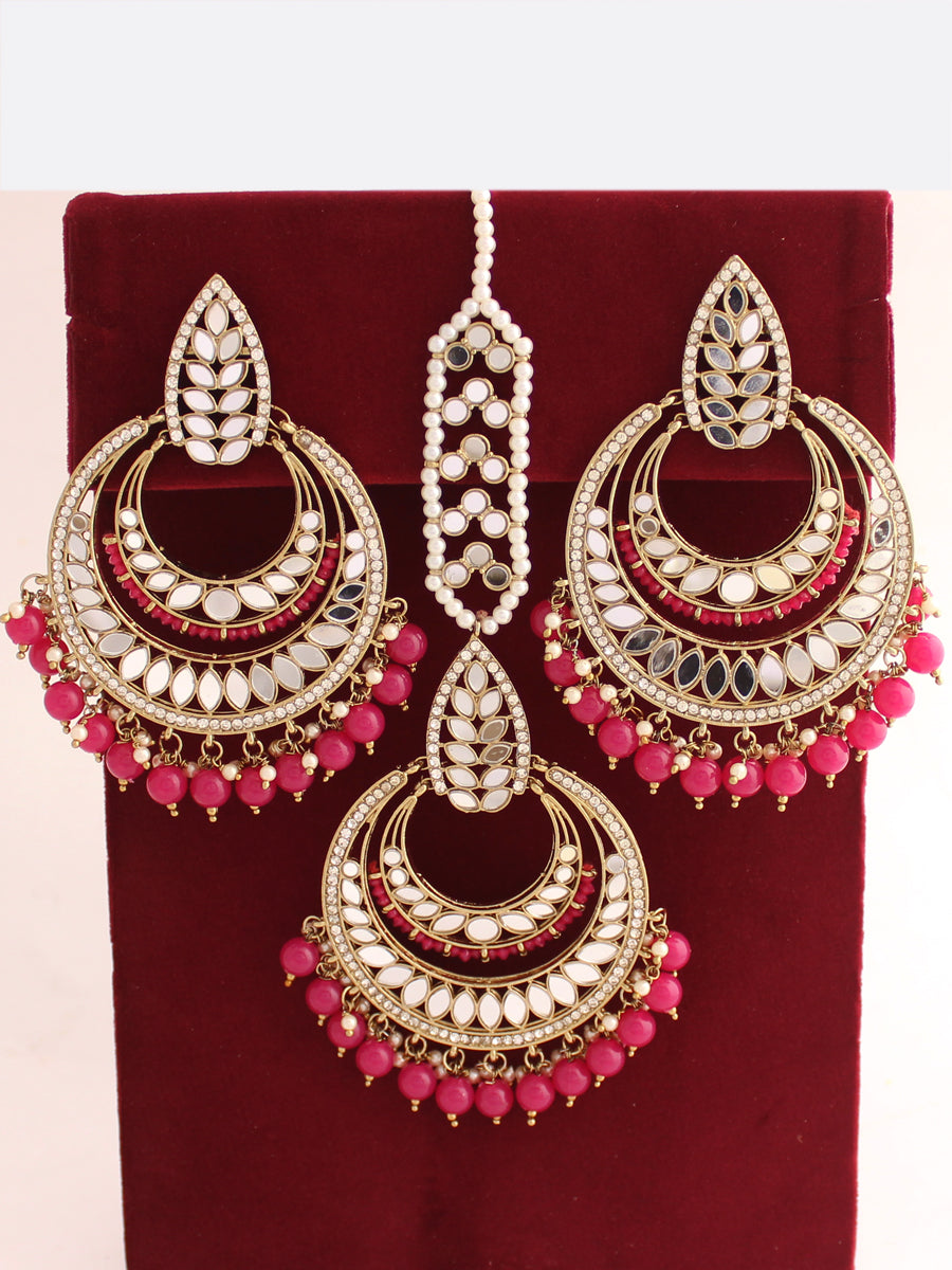 Somya Earrings & Tikka-Ruby