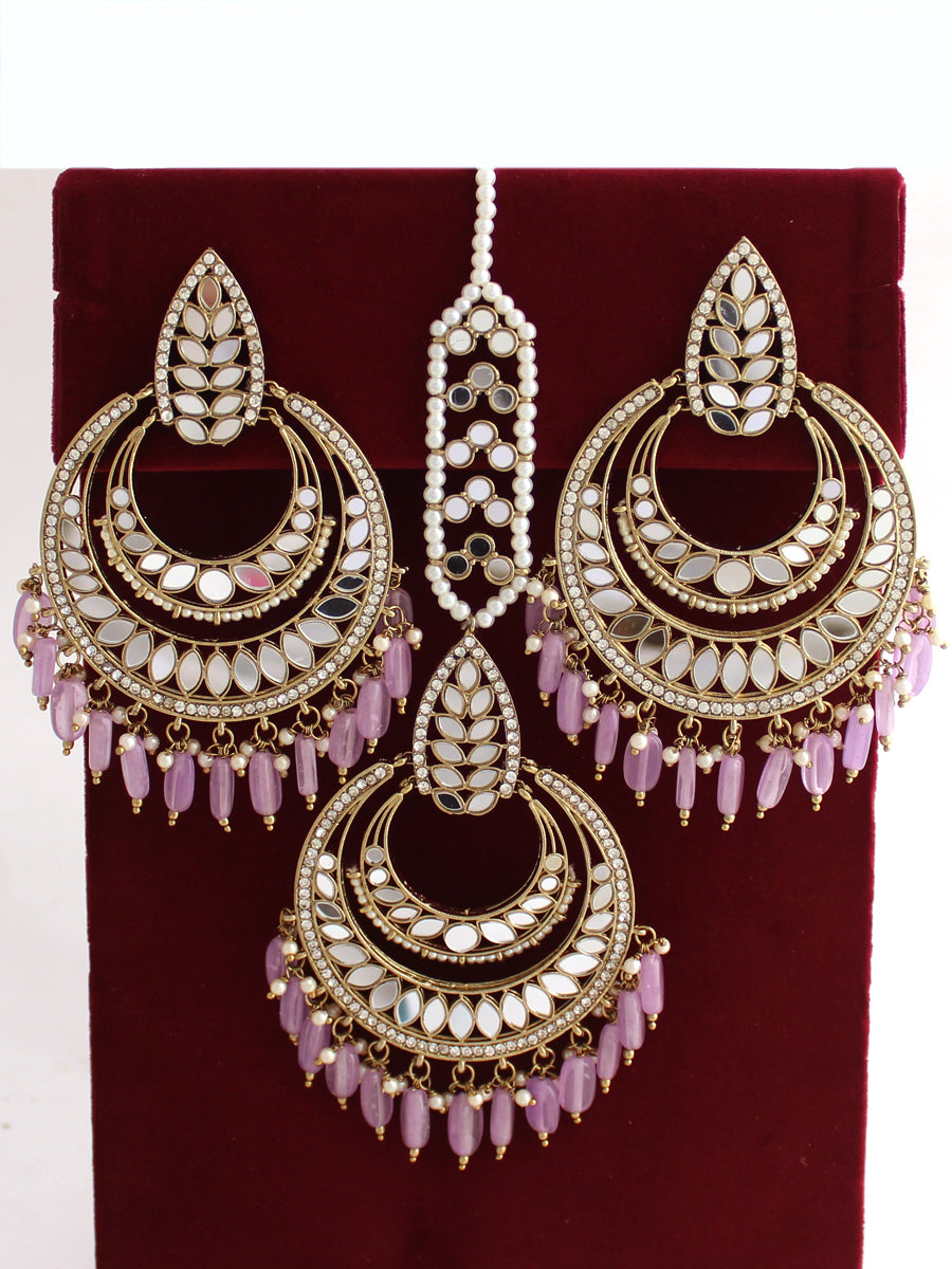 Somya Earrings & Tikka-Lavender