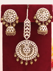 Aisha Earrings & Tikka-Antique Gold