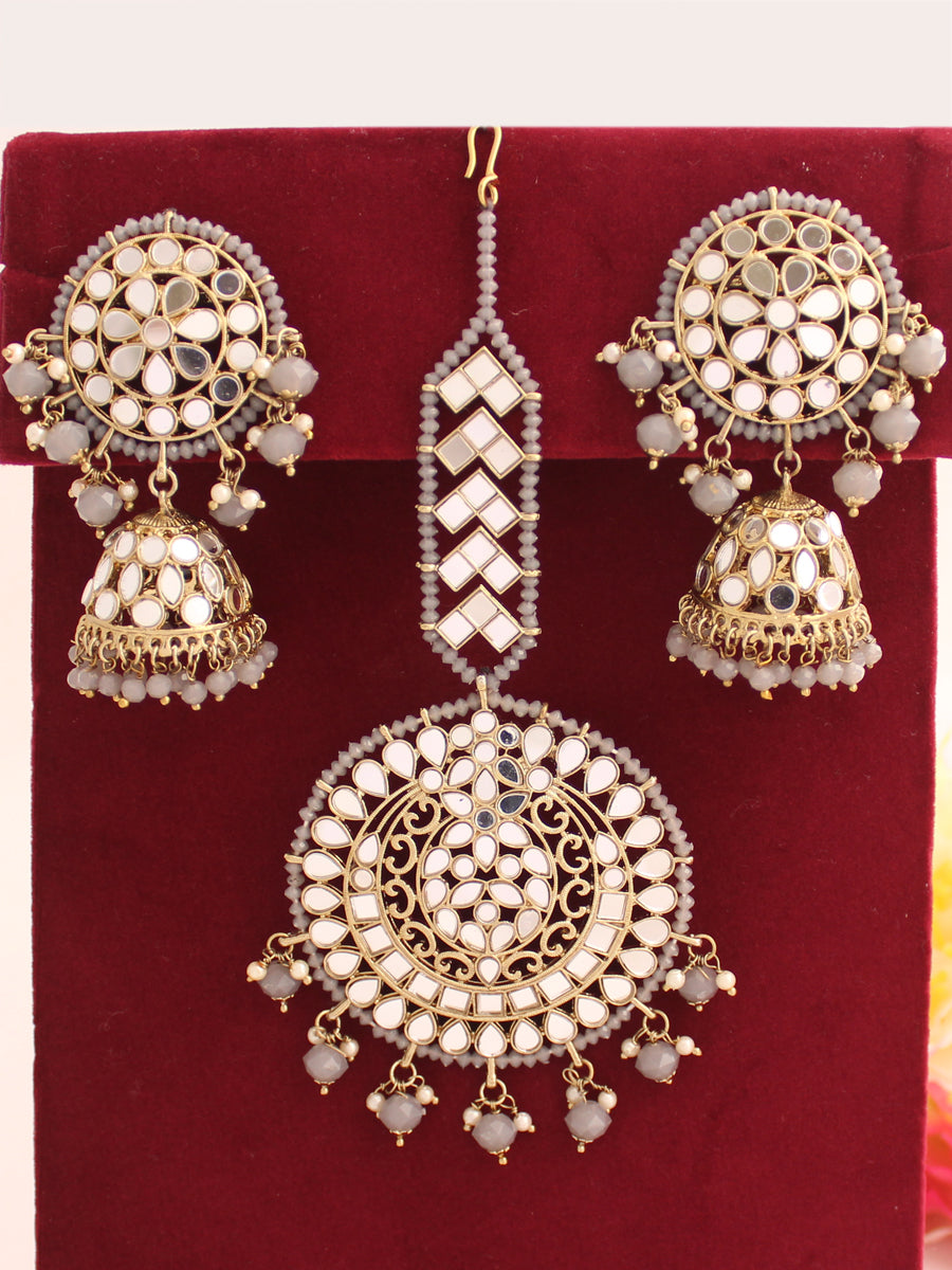 Aisha Earrings & Tikka-Grey