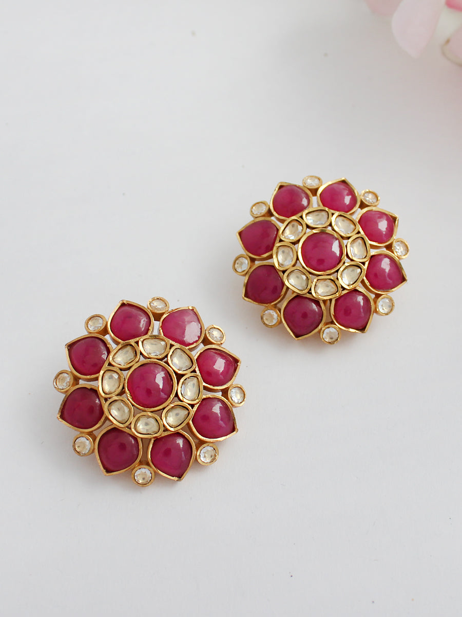 Zareen Earrings-Ruby Pink