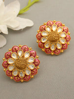 Gwalior Stud Earrings-Pink 