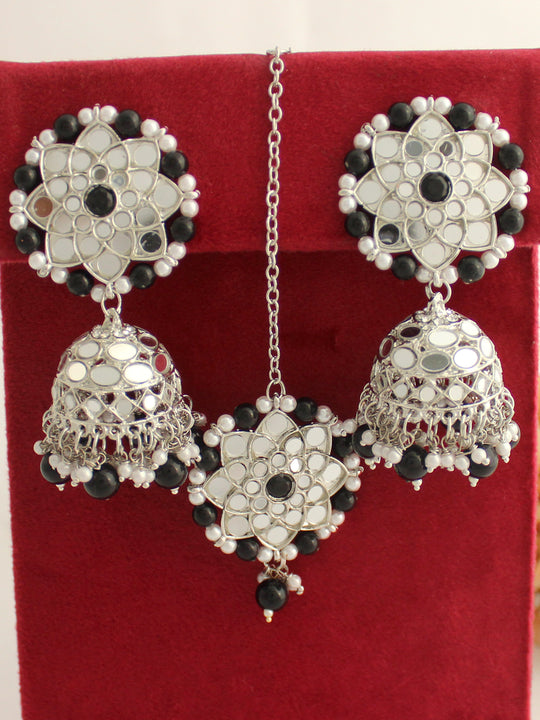 Ziya Earrings & Tikka-Black