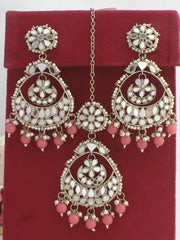 Naaz Earrings & Tikka-Pink