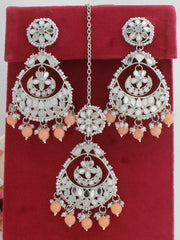 Naaz Earrings & Tikka-Peach