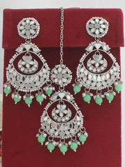 Naaz Earrings & Tikka-Mint Green