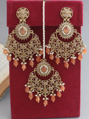 Aparna Earrings & Tikka-Peach