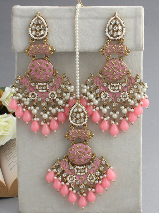 Saysha Earrings & Tikka-Pastel Pink