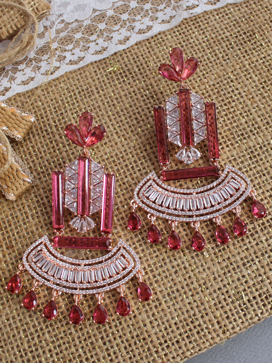Elisha Earrings-Ruby Pink