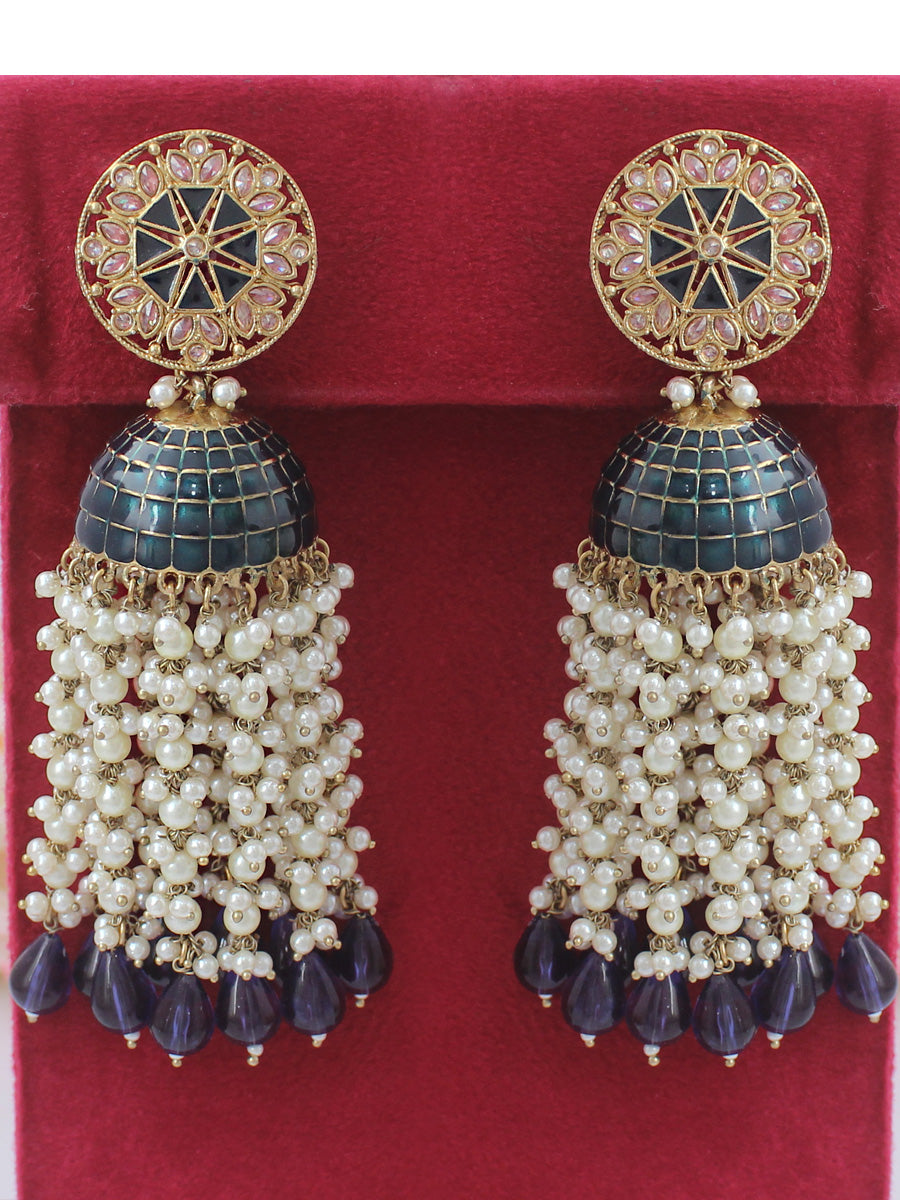 Heena Earrings-Navy Blue
