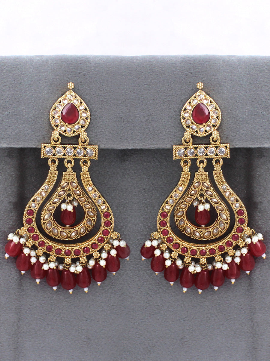 Shifa Earrings-Maroon