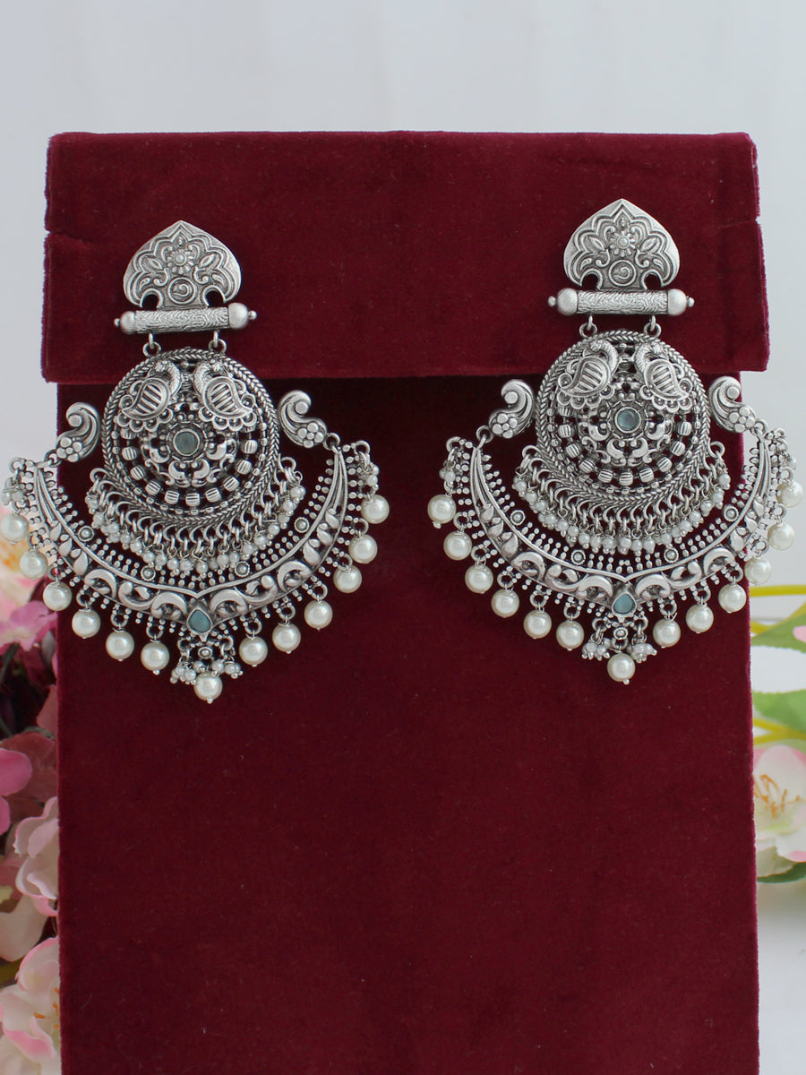 Utkarsha Earrings-Silver/Aqua