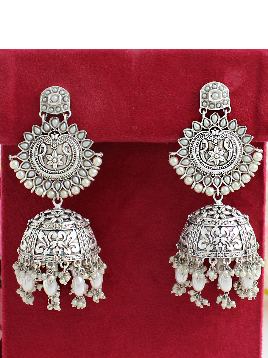 Paridhi Earrings-Silver/Pearl