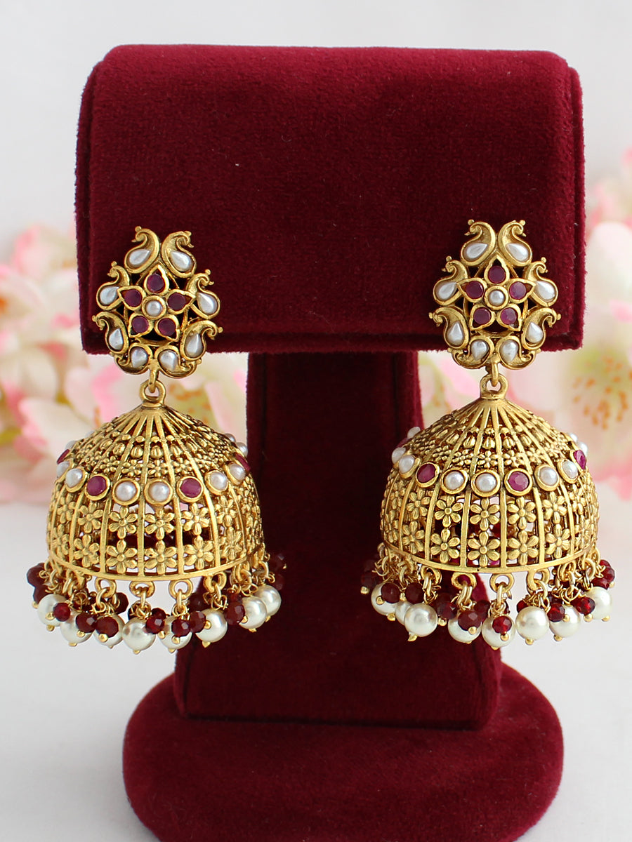 Sayali Earrings-Maroon