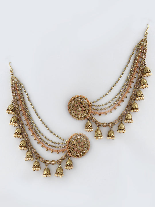 Mansi Stud Earrings With Ear Chain