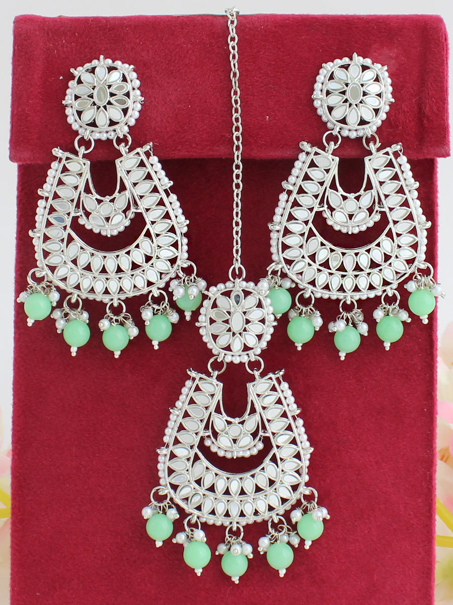 Avika Mirror Earrings & Tikka