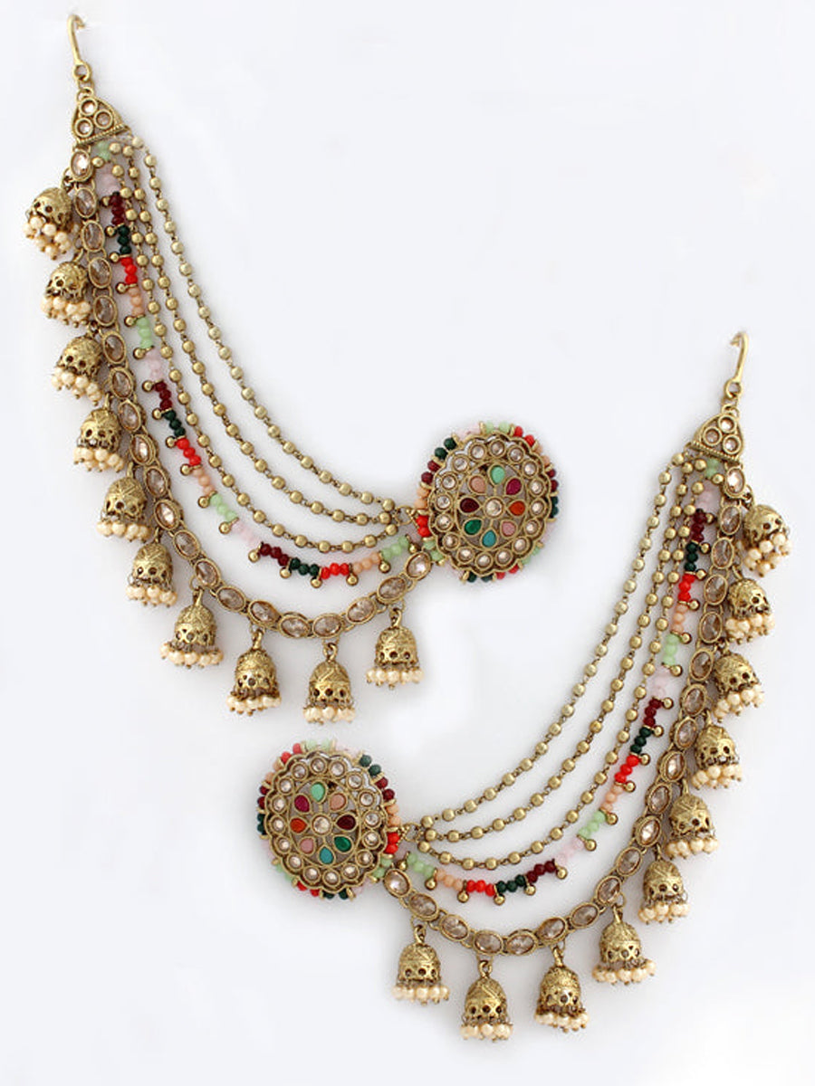 Buy Multi Color Thread Hand Embroidered Chain Dangler Earrings by  Kanyaadhan by DhirajAayushi Online at Aza Fashions.