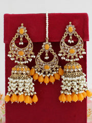 Ruhana Earrings & Tikka-Yellow