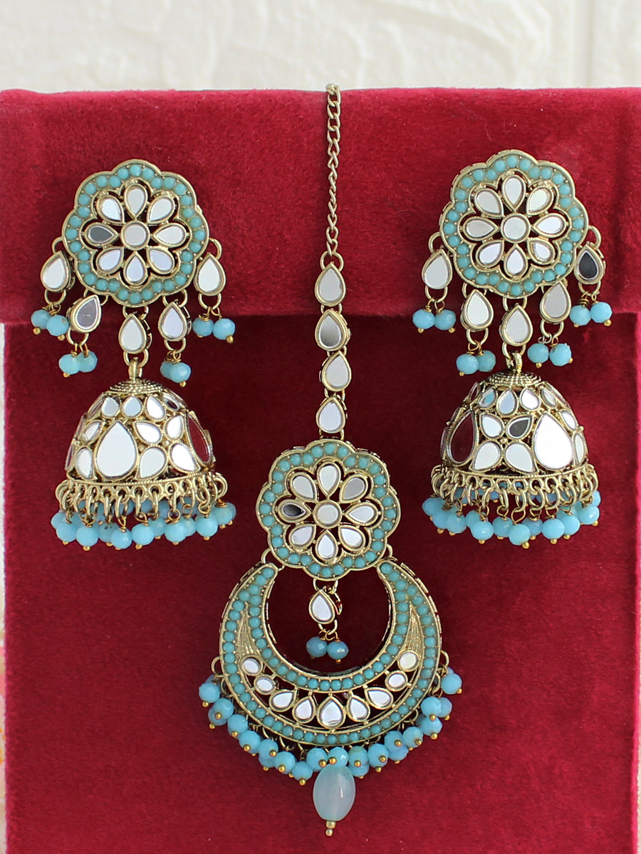 Keesha Earrings & Tikka-Aqua