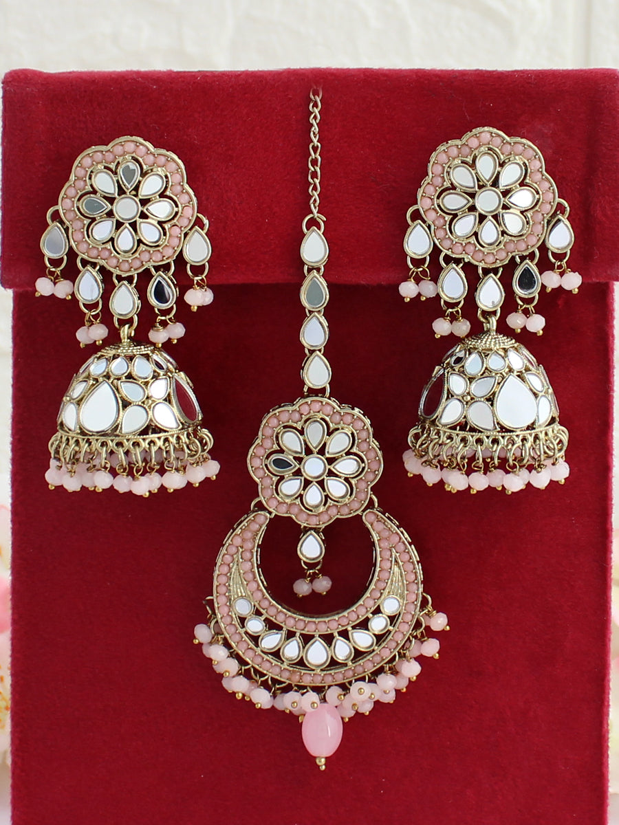 Keesha Earrings & Tikka-Pastel Pink