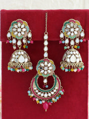 Keesha Earrings & Tikka-Multicolor
