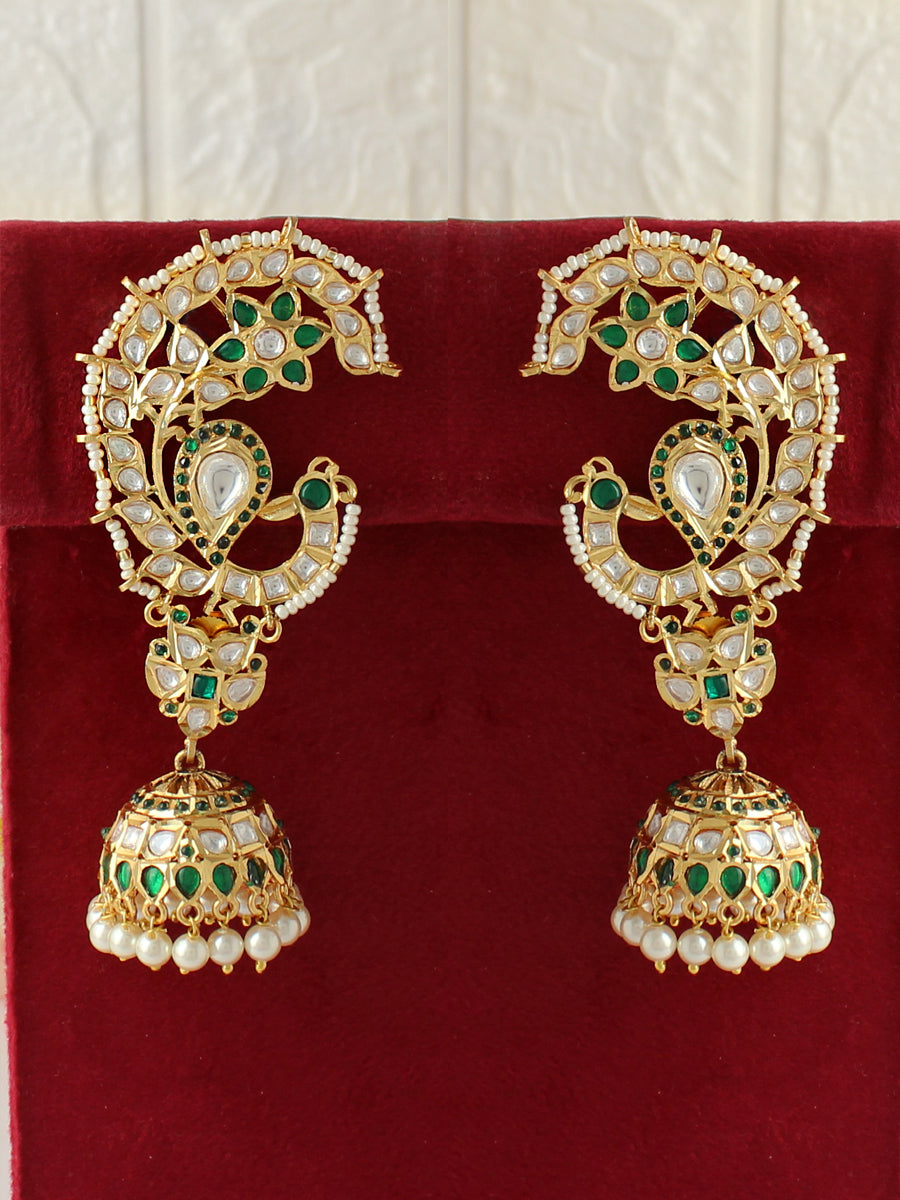 Sanskriti Kaanphool Earrings-Green