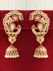 Sanskriti Kaanphool Earrings-Hot Pink