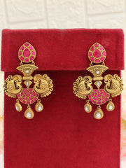 Navdha Earrings-=Hot Pink