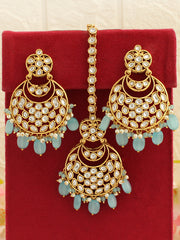 Snehal Earrings & Tikka-Pastel Blue
