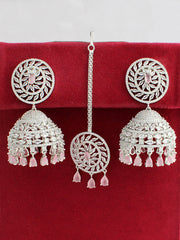 Nayra Earrings & Tikka Set-Pastel Pink 