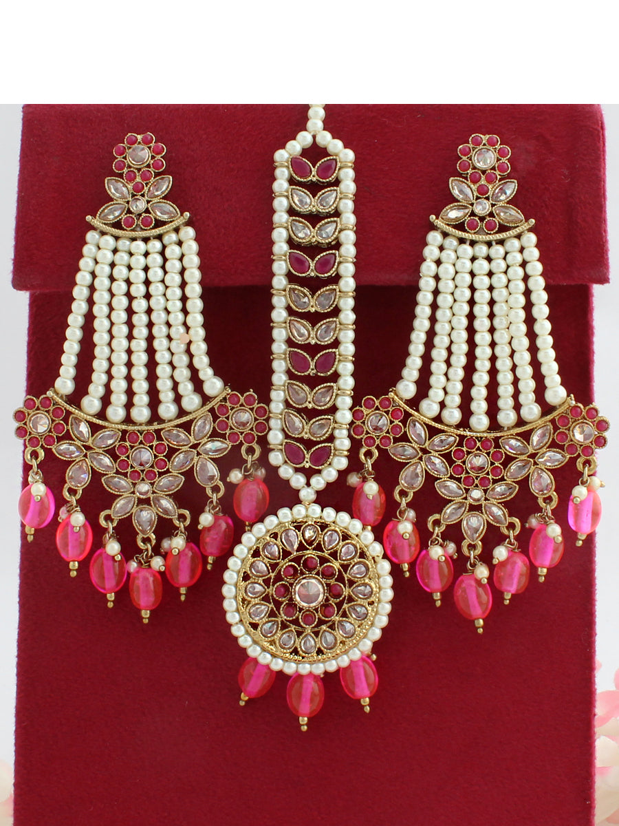 SONEETA earrings + tikka (hot pink) main image 1