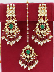 Ishanvi Earrings & Tikka Set-Green