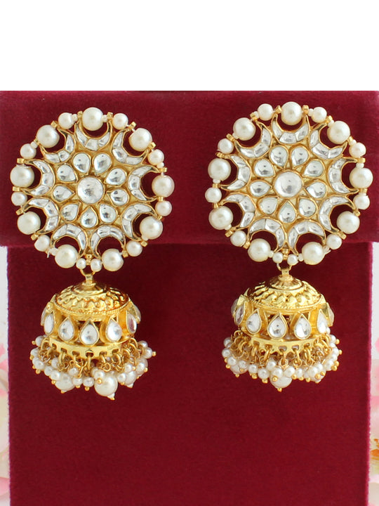 Jodha Jhumka Earrings-White