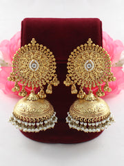 Hyderabad Jhumki Earrings-Golden