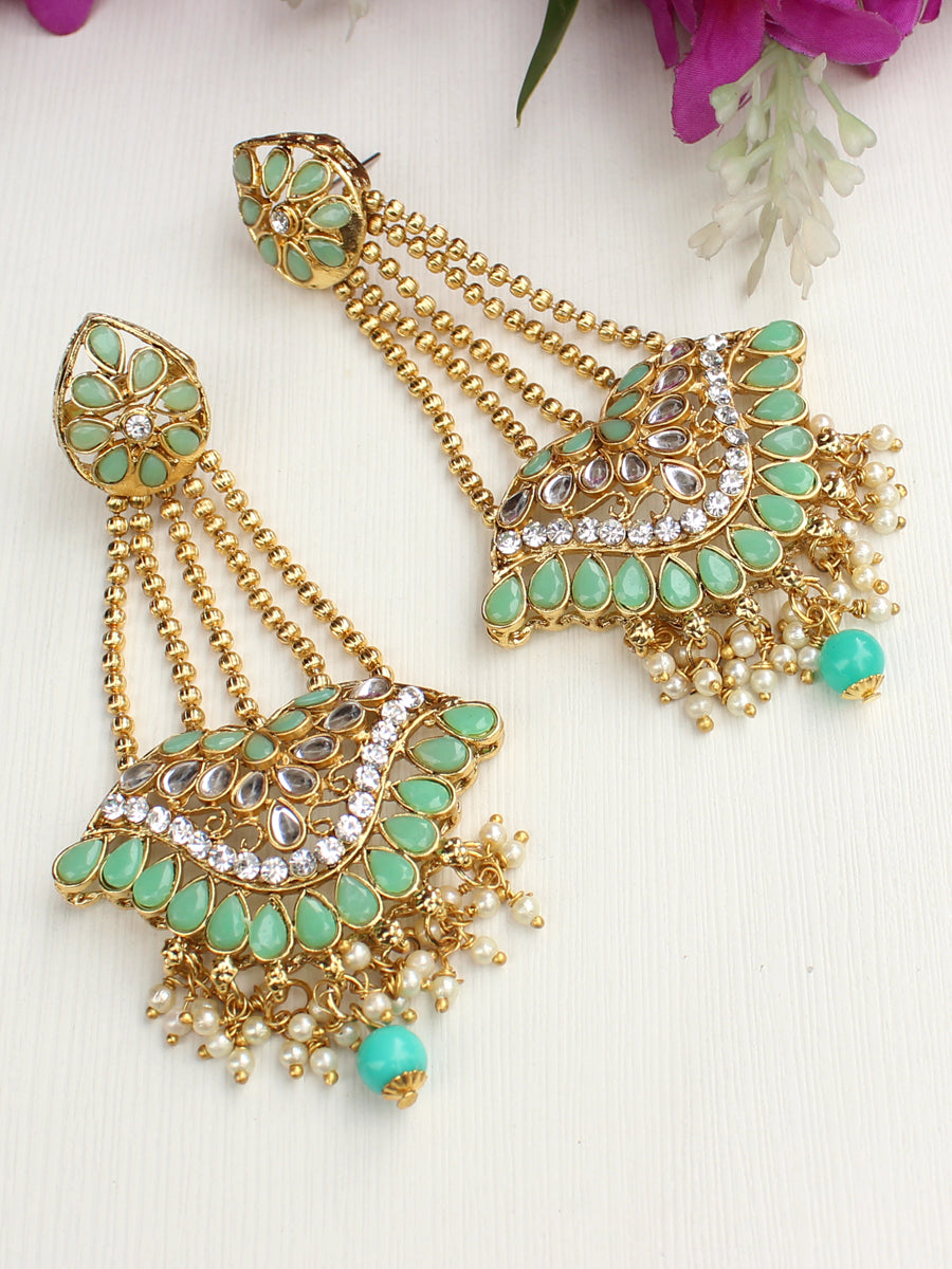 Monali Passa Earrings-Mint Green