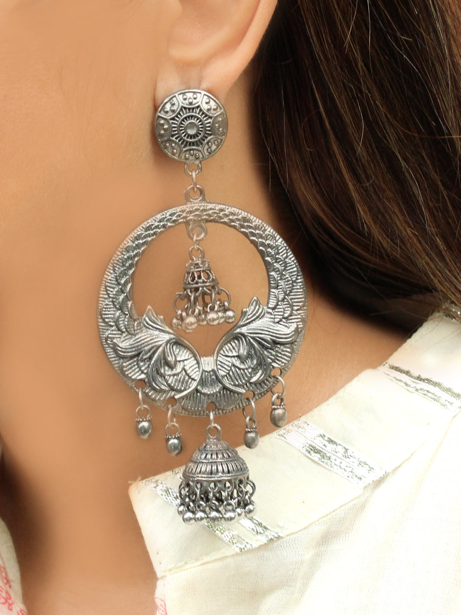 Urvashi Jhumki Earrings-Silver