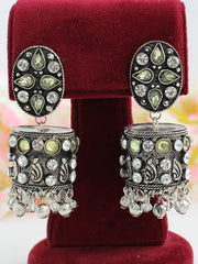 Zubia Jhumki Earrings-Antique Silver