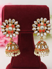 Damini Jhumki Earrings-Orange