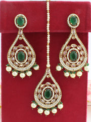 Molisha Earrings & Tikka-Green