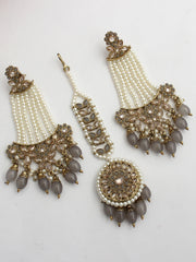 Ankita Earrings & Tikka-Grey